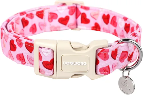 Vista 62 de DOGWONG Collar de perro de San Valentín, collar de perro con estampado de corazones para perros grandes, lindos collares de primavera, hembra