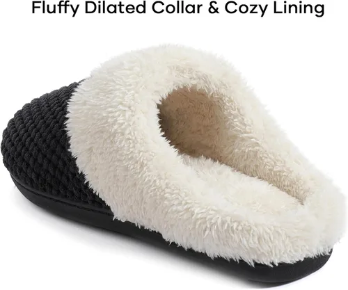 Vista 4 de ULTRAIDEAS Pantuflas de forro polar cómodas para mujer, de espuma viscoelástica, sin cordones, para interiores y exteriores