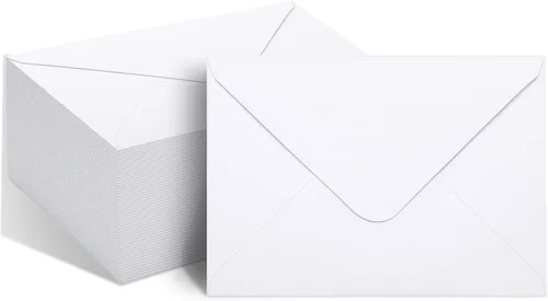 Vista 10 de 50 paquetes de sobres A7 para invitación, sobres negros de 5x7 con solapa en V, ideales para graduación, invitación, baby shower, boda y tarjetas