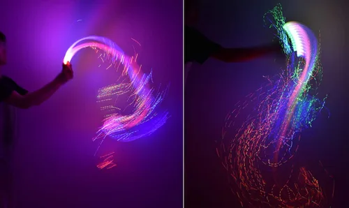 Vista 7 de AZIMOM Látigo de Danza de Fibra Óptica LED Látigo Espacial de 6 pies 360° Giratorio 40 Modos de Pantalla Alimentado por Batería Látigo de Píxeles