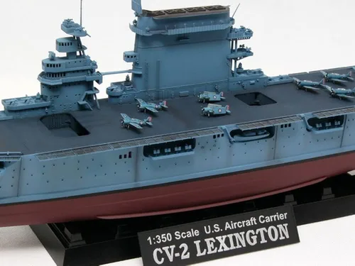 Vista 3 de Trumpeter 1/350 USS Lexington CV2 Kit de modelo de portaaviones Color moldeado