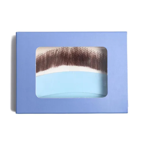 Vista 6 de Bigote falso para hombre, 100% fibra sintética, pelo anudado a mano, disfraz divertido, cosplay, lápiz, barba realista (marrón)