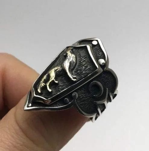 Vista 3 de Dirilis Ertugrul Wolf Zihgir - Anillo de plata de ley 925 K para hombre