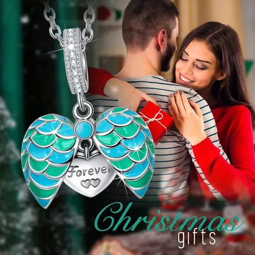 Vista 5 de Kate Lynn I Love You Forever Angel Wing Heart Necklace Engraved Jewelry, 17.8"+2.0" Necklace, Packaged with Jewelry Box, Christmas Gift Birthday