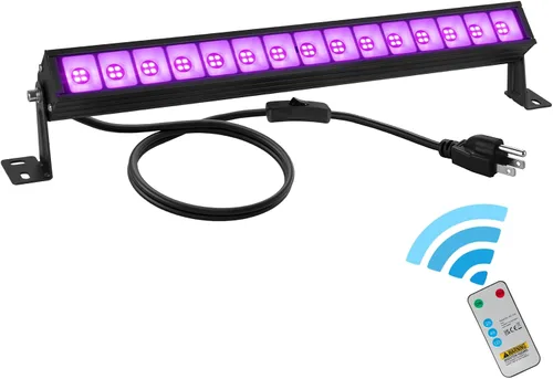 Vista 11 de Barra de Luz Negra LED de 38W Barras de Luz Negra con Enchufe e Interruptor Ilumina Área de 22x22 pies para Fiesta Fluorescente Fiestas de Halloween