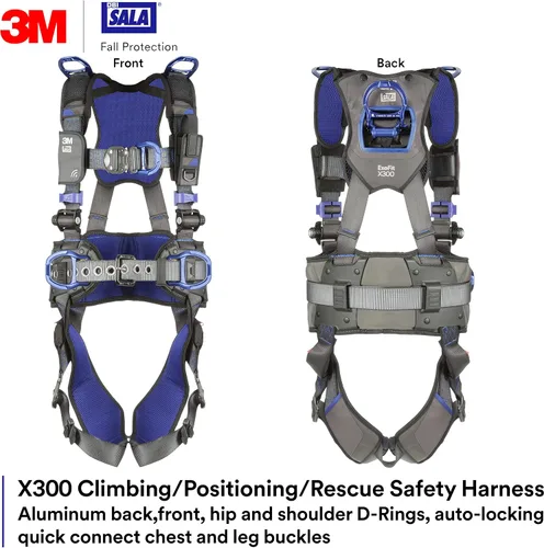 Vista 2 de 3M 1113704 DBI-SALA ExoFit X300 Arnés de seguridad para escalada/posicionamiento/rescate Protección contra caídas, OSHA, ANSI, espalda, cadera