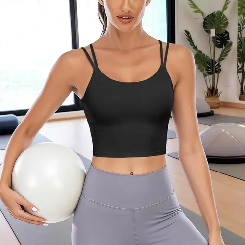 Vista 4 de Vorcy Brasier deportivo con relleno para mujer, camiseta corta con brasier integrado