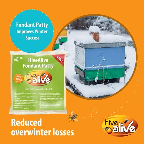 Vista 7 de HIVE ALIVE Fondant de alimento para abejas para alimentación de invierno, primavera y otoño, 2.2 libras x 15 unidades Paquete de 15 unidades de 2.2