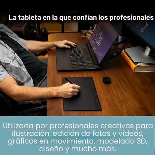 Vista 4 de Wacom Intuos Pro Bluetooth Profesional de Tamaño Mediano para Dibujo Gráfico con Lápiz Pro 3, Compatible con Mac, Windows - Edición 2025 Tableta