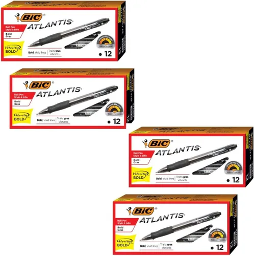 Vista 10 de BIC Glide Bold - Bolígrafos negros de punta gruesa (0.063 in), suministros escolares para estudiantes y profesores, con agarre completo, paquete