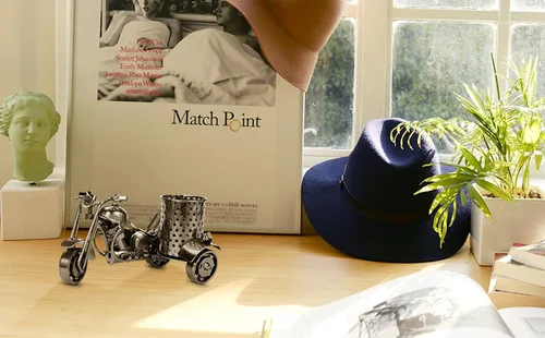 Vista 5 de NSMAR Modelo de motocicleta Portalápices Cobre, Artesanía hecha a mano Regalos de motocicleta para hombres, accesorios de motocicleta coleccionables