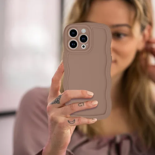 Vista 9 de YINLAI Funda diseñada para iPhone 15 Pro de 6.1 pulgadas, iPhone 15 Pro, funda de silicona suave, bonita forma de marco de onda rizada, delgada