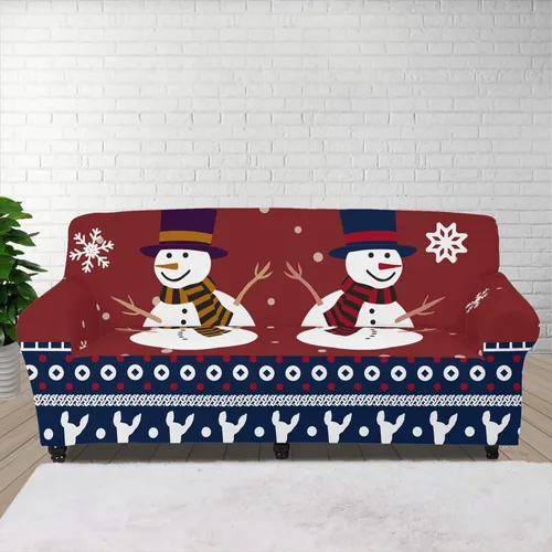 Vista 7 de GIFTPUZZ Funda de sofá roja navideña, protector de sofá con parte inferior elástica para sala de estar, dormitorio y decoración de oficina, elegante