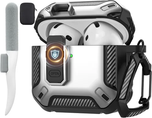 Vista 54 de Maxjoy Funda para AirPods Pro 3 2025, MagSafe compatible con bloqueo automático, funda protectora a prueba de golpes con soporte para teléfono