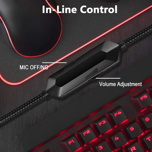 Vista 5 de TYUOBOX Auriculares para juegos con micrófono para PS4, Xbox One, PC, auriculares con micrófono y cable, luz LED con cancelación de ruido