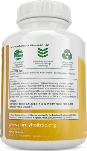 Vista 3 de Vitamina D3 K2, 150 porciones, 5000iu D3 + 90mcg K2, apoyo óseo e