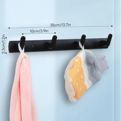 Vista 2 de Ganchos multifuncionales para toallas de bata, ganchos de pared para ropa no perforados, ganchos de aluminio para colocar armarios, baños, pasillos