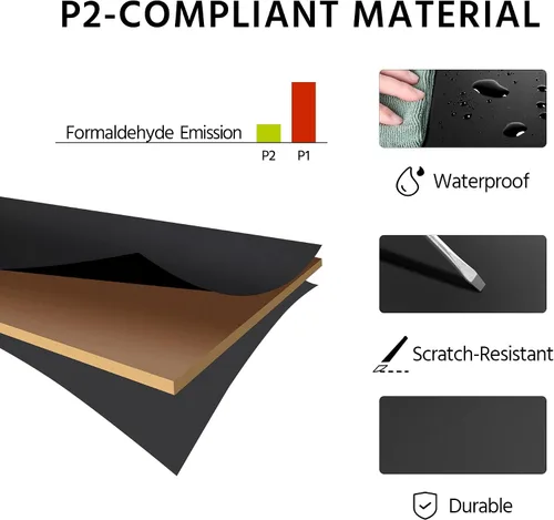 Vista 7 de Yaheetech Mesa de centro negra de madera de 2 niveles con estante de almacenamiento para sala de estar, mesa de cóctel con diseño en X, muebles