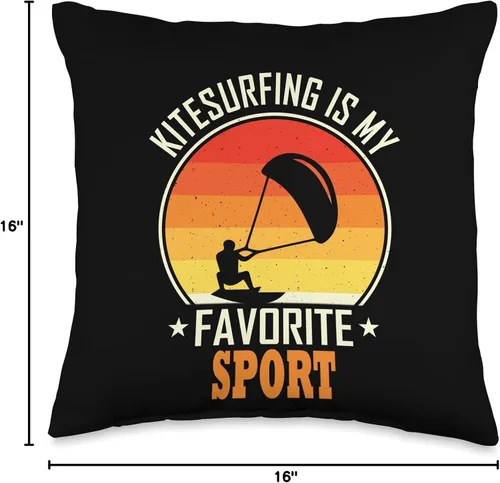 Vista 4 de Kitesurf motif equipment Favorite Sport-Kitesurf - Almohada de 16 x 16 pulgadas, multicolor