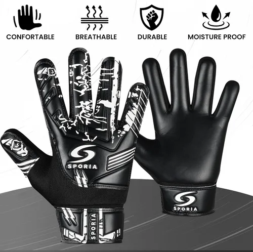 Vista 5 de SPORIA Guantes de portero para jóvenes con doble protección para la muñeca, guantes de fútbol para niños, material de látex antideslizante, guantes