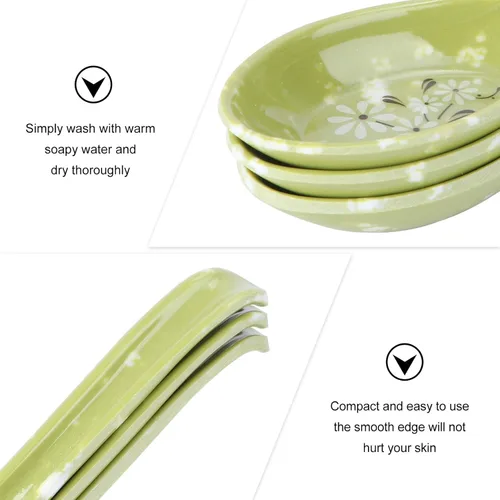 Vista 8 de Yardwe 8pcs imitación cerámica mango sopa cucharas gachas utensilios para cocina casera vajilla elegante para cocinar y servir verde