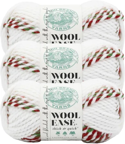 Vista 173 de Lion Brand Yarn - Ovillo de lana Wool-Ease Thick & Quick color fuerza aérea Super Bulky Wool Acrylic Blend Fiber for Soft Hats, Sweaters, Chunky