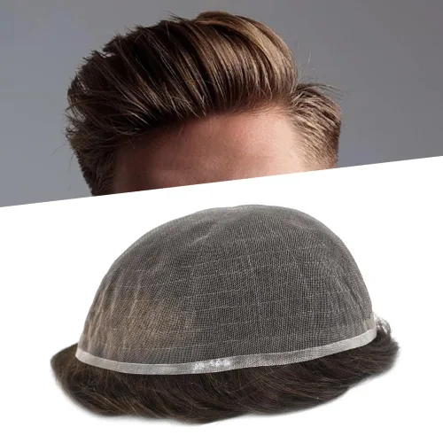 Vista 21 de Toupee para hombres completo francés encaje hombres toupee hairpieces 100% europeo sistema de reemplazo de cabello humano hombres piezas de pelo