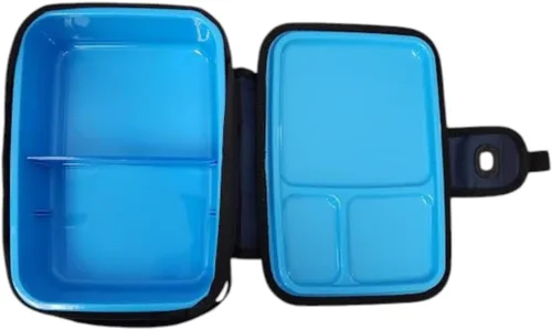 Vista 5 de Arctic Zone Bolsa de almuerzo con forro duro extraíble, divisor ajustable y bandeja de almuerzo integrada, azul marino/rojo
