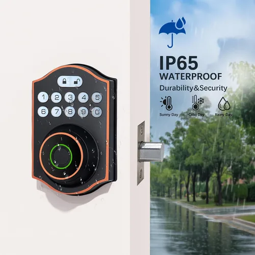 Vista 15 de Cerradura inteligente de puerta de huellas dactilares, cerrojo de entrada sin llave con teclado electrónico, control de aplicación Bluetooth