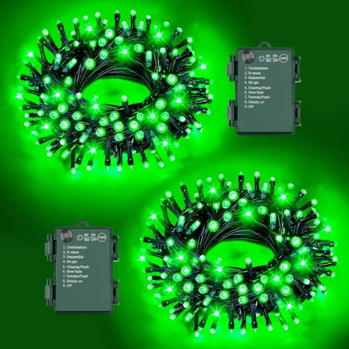 Vista 17 de Luces de Cadena de Halloween Total 100LED Operadas por Batería Exteriores 8 Modos con Temporizador 16.4Pies*2, 50LED*2 Luces de Hadas Impermeables