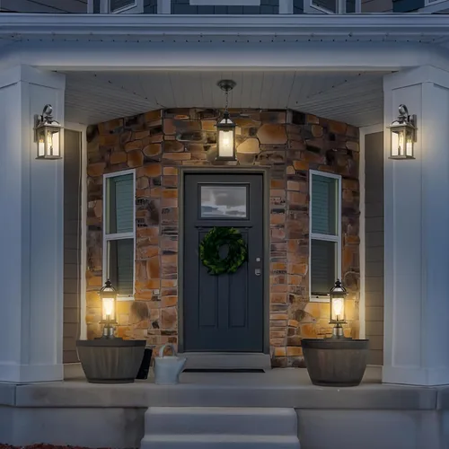 Vista 7 de Darkaway Luces de poste para exteriores, postes de iluminación al aire libre, luces de poste de aluminio impermeables con vidrio, luces de poste