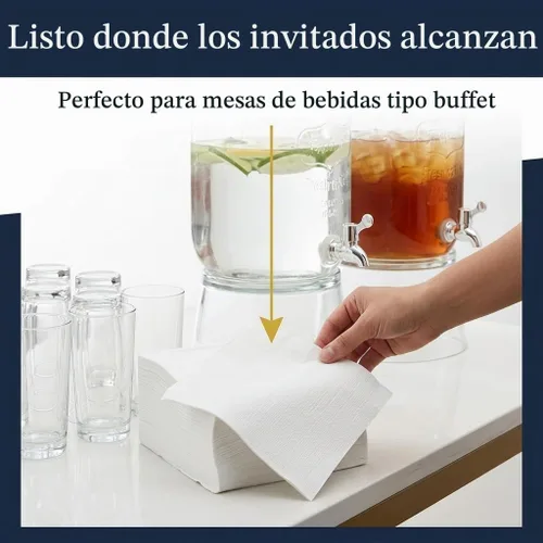 Vista 3 de Finetouch Servilletas de barra blancas, 500 unidades, papel absorbente