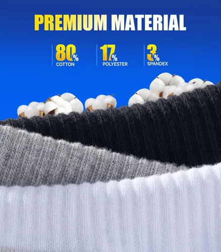 Vista 4 de Tmani 6 pares de calcetines acolchados para hombre, calcetines de algodón duraderos gruesos y de corte bajo para deportes, correr, baloncesto, fútbol