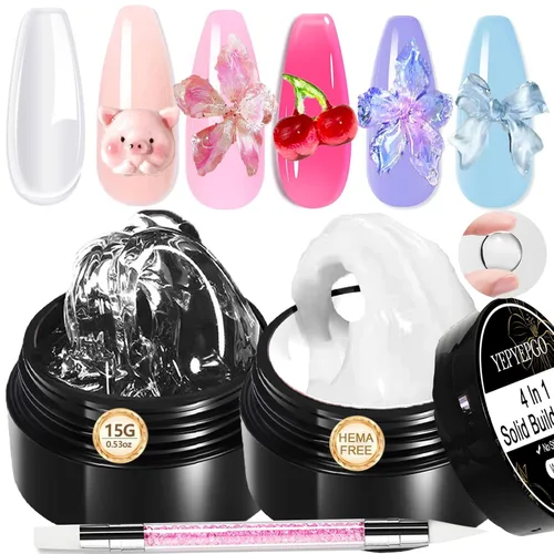 Vista 10 de Gel de escultura 3D para arte de uñas, 2 piezas de gel sólido no pegajoso para crear esculturas a mano y geles de moldeo 3D duros con Pro Brush UV