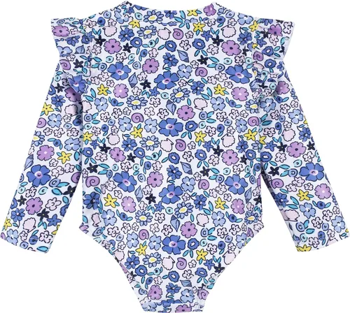Vista 2 de Gerber Girls' Toddler Long Sleeve One Piece Rashguard Swimsuit