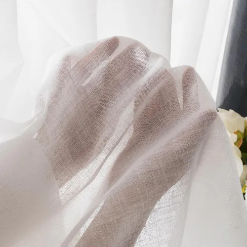 Vista 4 de Cortinas traslúcidas para ventana de 45 pulgadas de largo, paneles de cortinas traslúcidas semi plisadas blancas con borde negro, 26 pulgadas
