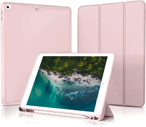 Vista 13 de Aoub Funda para iPad de 9ª/8ª/7ª generación de 10.2 pulgadas, apagado automático/activación delgada, ligera, triple soporte, funda trasera de TPU