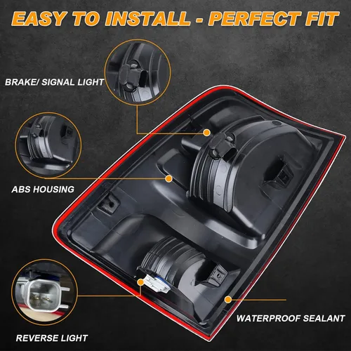 Vista 4 de Luz Trasera de Tipo Halógeno Compatible con Dodge Ram 1500, 2500, 3500 de 2009-2018 Modelo NO-LED Conjunto de Lámpara Trasera del Lado del Conductor
