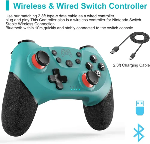 Vista 6 de Sefitopher Controlador de interruptor inalámbrico, controlador profesional compatible con Nintendo Switch, controlador de PC compatible con sensor