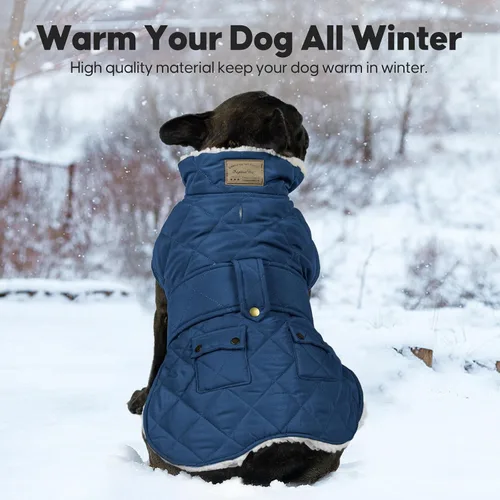 Vista 2 de KYEESE - Abrigo para perro suave, suéter para mascotas para clima frío, chaqueta impermeable para perros con forro de felpa, abrigo cálido