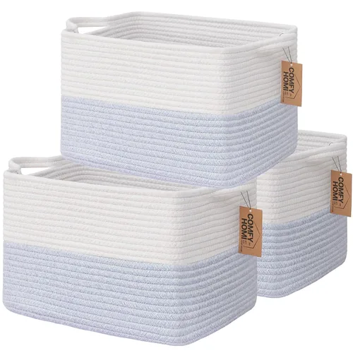 Vista 27 de COMFY-HOMI Cestas de almacenamiento de 11.5 x 7.5 x 4.7 pulgadas para organizar, cesta tejida de cuerda de algodón, caja de almacenamiento de marrón