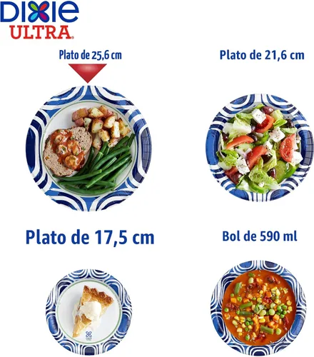Vista 2 de Dixie Platos de papel ultra grandes, 10 pulgadas, 172 unidades (4 paquetes de 43 platos), 3 veces más fuertes, resistentes, aptos para microondas, a