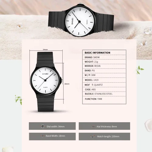 Vista 7 de SKMEI Reloj de pulsera impermeable para mujer, reloj de pulsera para dama, reloj de cuarzo analógico casual para mujer