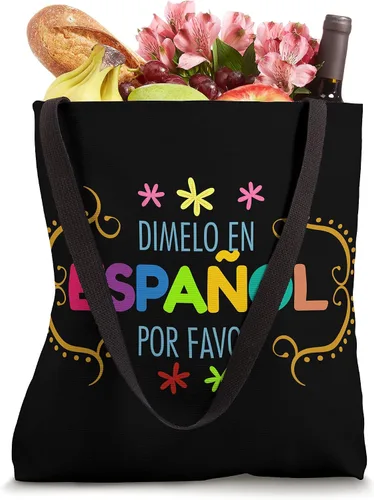 Vista 4 de Playera Spanish Teacher Regalo Maestra de Espanol Bolsa Tote Blanco 16 pulgadas