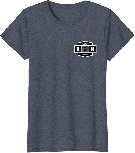 Vista 53 de H2H Fantasía Deportes bolsillo logotipo playera, Césped Azul Pastel