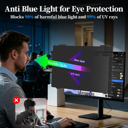 Vista 5 de Paquete de 2 pantallas magnéticas de privacidad de 24 pulgadas para monitor de computadora 16:9, protector de pantalla antirreflejos, pantalla