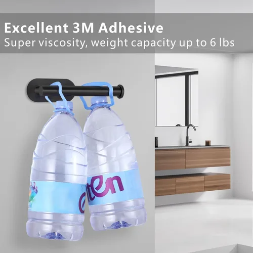 Vista 3 de Soporte para papel higiénico autoadhesivo, sin taladrar para baño, baño, baño, soporte de pared, acero inoxidable (negro)