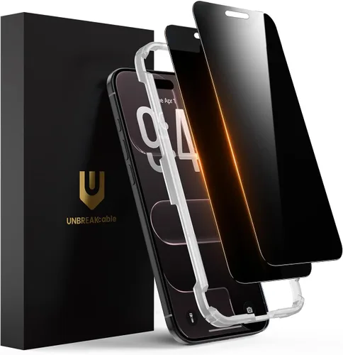 Vista 17 de UNBREAKcable Protector de pantalla de privacidad para iPhone 15, cobertura completa, vidrio templado inastillable [borde a borde]