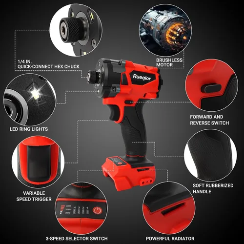 Vista 5 de Destornillador de impacto inalámbrico 2953-20 para batería Milwaukee M18, hasta 220 pies-libras (300 N.m) Destornillador de impacto sin escobillas