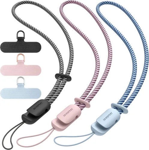 Vista 25 de SURPHY Paquete de 3 correas de muñeca para teléfono con lengüeta de sujeción para teléfono celular, correa para teléfono celular, correa para A
